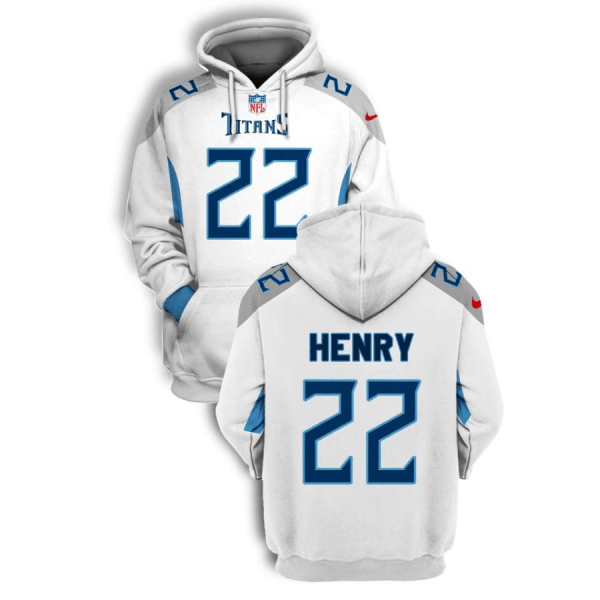 Men's Tennessee Titans #22 Derrick Henry 2021 White Pullover Hoodie